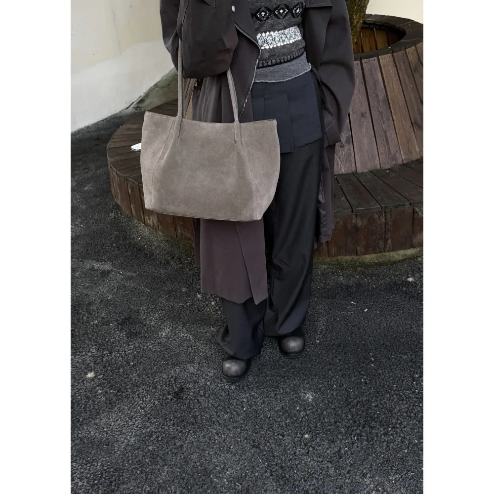 Frosted Cowhide Shoulder Bag Women's Large-capacity and Versatile 2026 New UniqueCommuting Simple Texture Fashionable and Simple