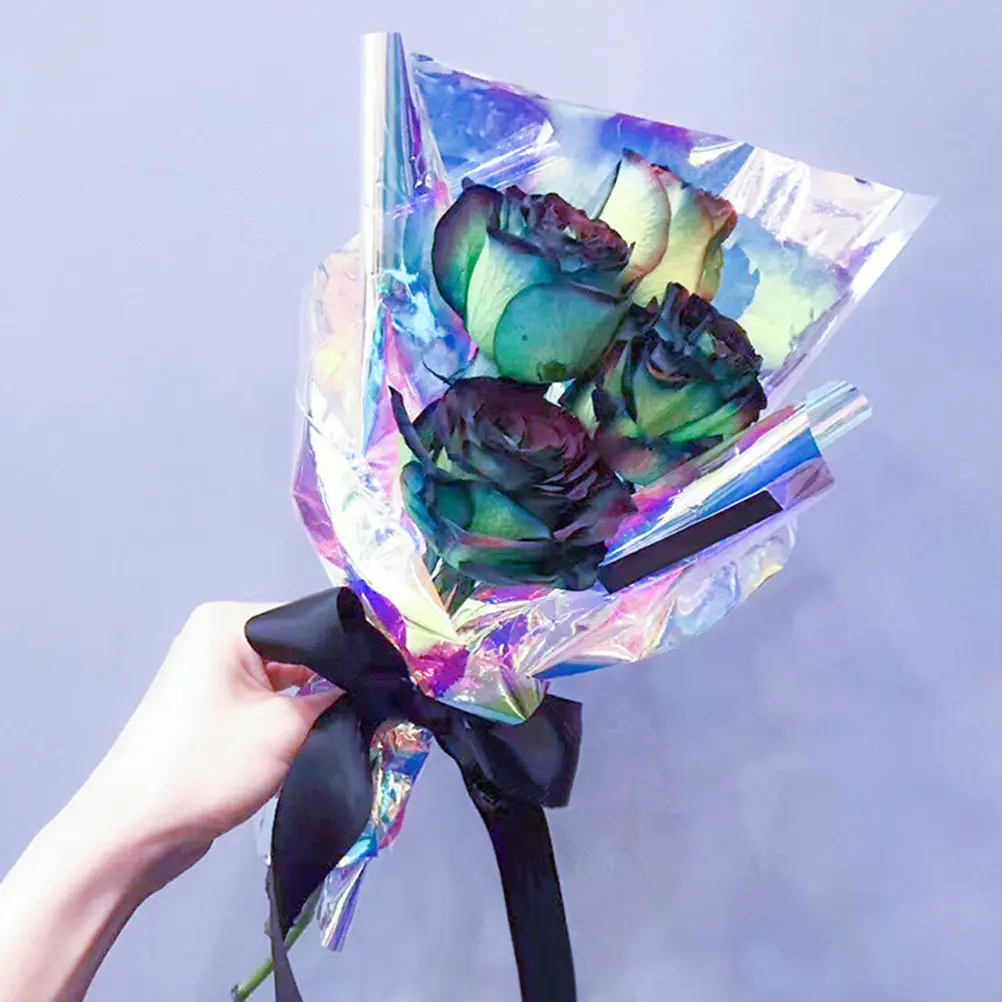 20Pcs Iridescent Film Wrapping Paper Decorative Crystal Color Gift Flower -Friendly Gift Wrap for Valentine Wedding