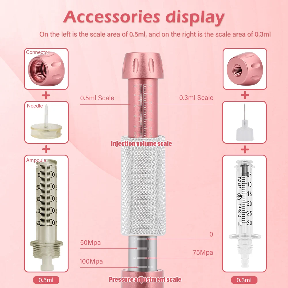 Penna a pressione da 0.3/0.5ML penna regolabile con acido ialuronico riduce le imperfezioni rughe ispessimento labbra atomizzatore con siringa di acido ialuronico