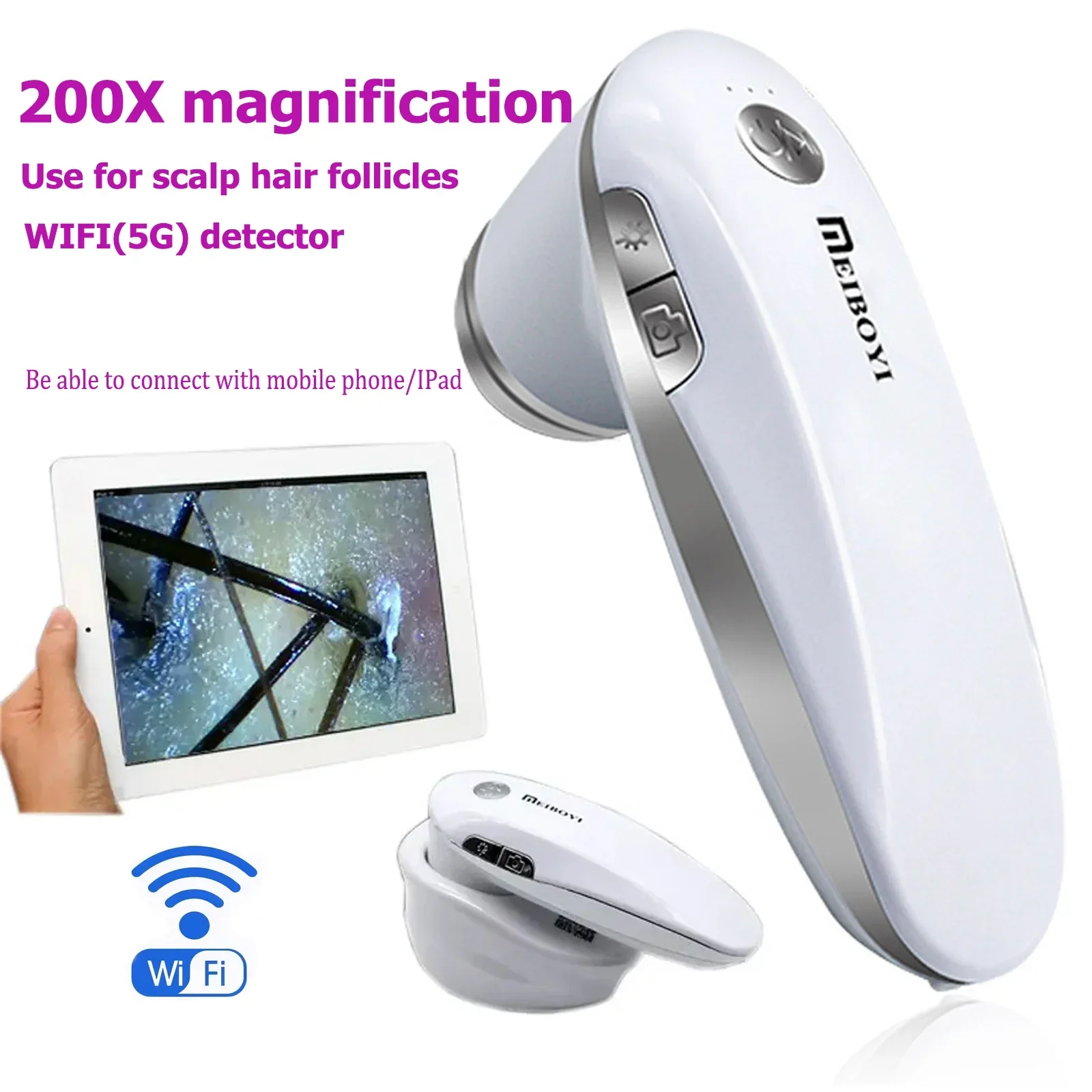 2025 New 200X Hair Follicles Scalp Detector Wireless APP WIFI Digital Skin Analyzer Microscope Tool High Definition Skin Tester