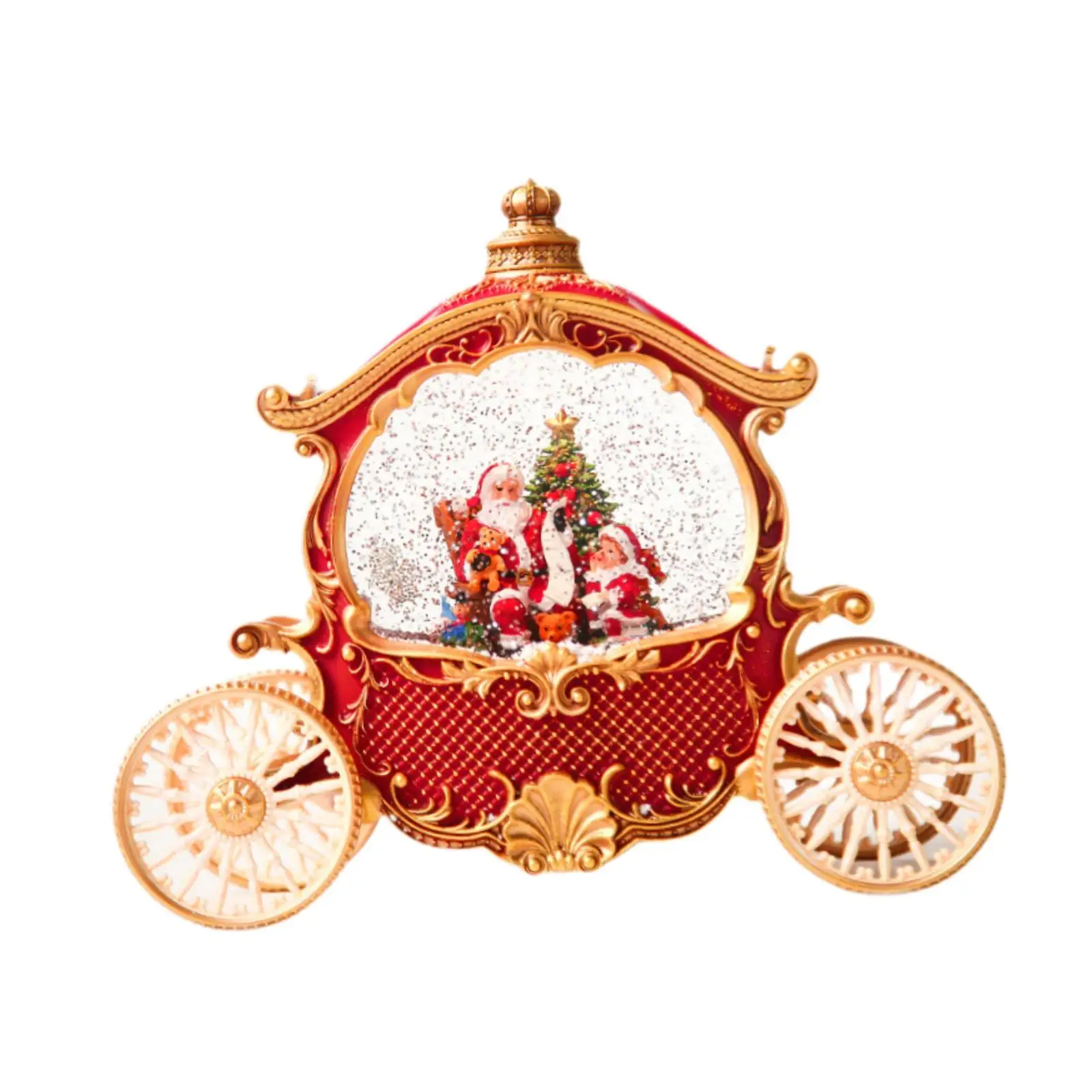 Christmas Snow Globe ,Craft, Gift with Music & Light ,Decoration ,Santa Carriage Ornament Christmas Carriage Snow Globe