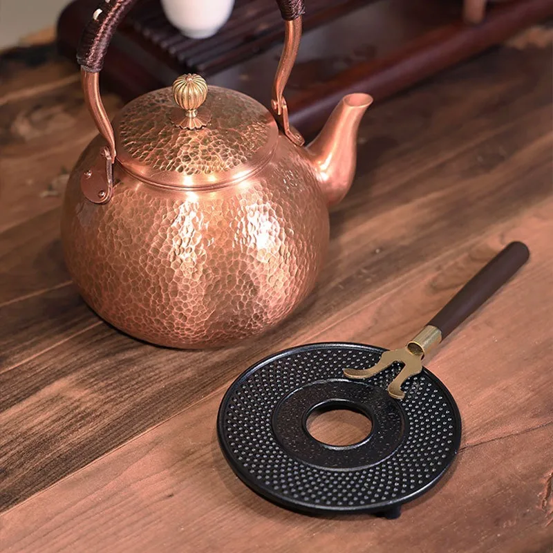 Hand Hammered Pure Copper Kettle Wrapped Handle Stovetop Safe For Outdoor Open Flame Home Chinese Tea Brewing