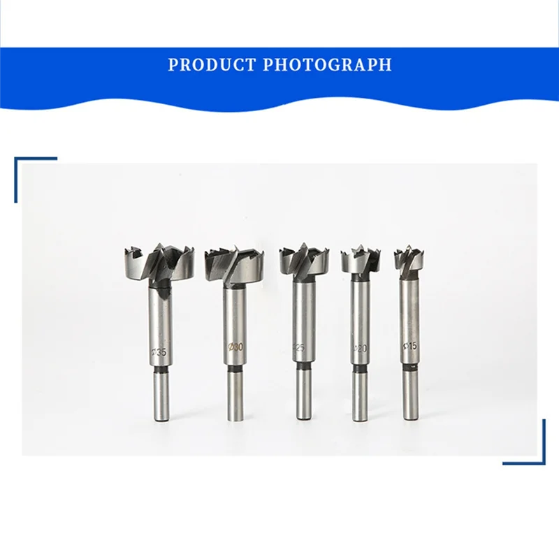 

High Quality-5PCS 15-35Mm Forstner Woodworking Tools Hole Saw Hinge Boring Drill Bits Round Shank Steel Cutter For Wood Plastic,
