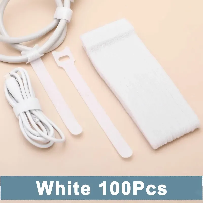 100 STKS 10/15/20 cm Kabelbinders Herbruikbare Sluiting Klittenband Tape Multi-color T-Type Draadbinder Verstelbare Kabelbinders Organizer