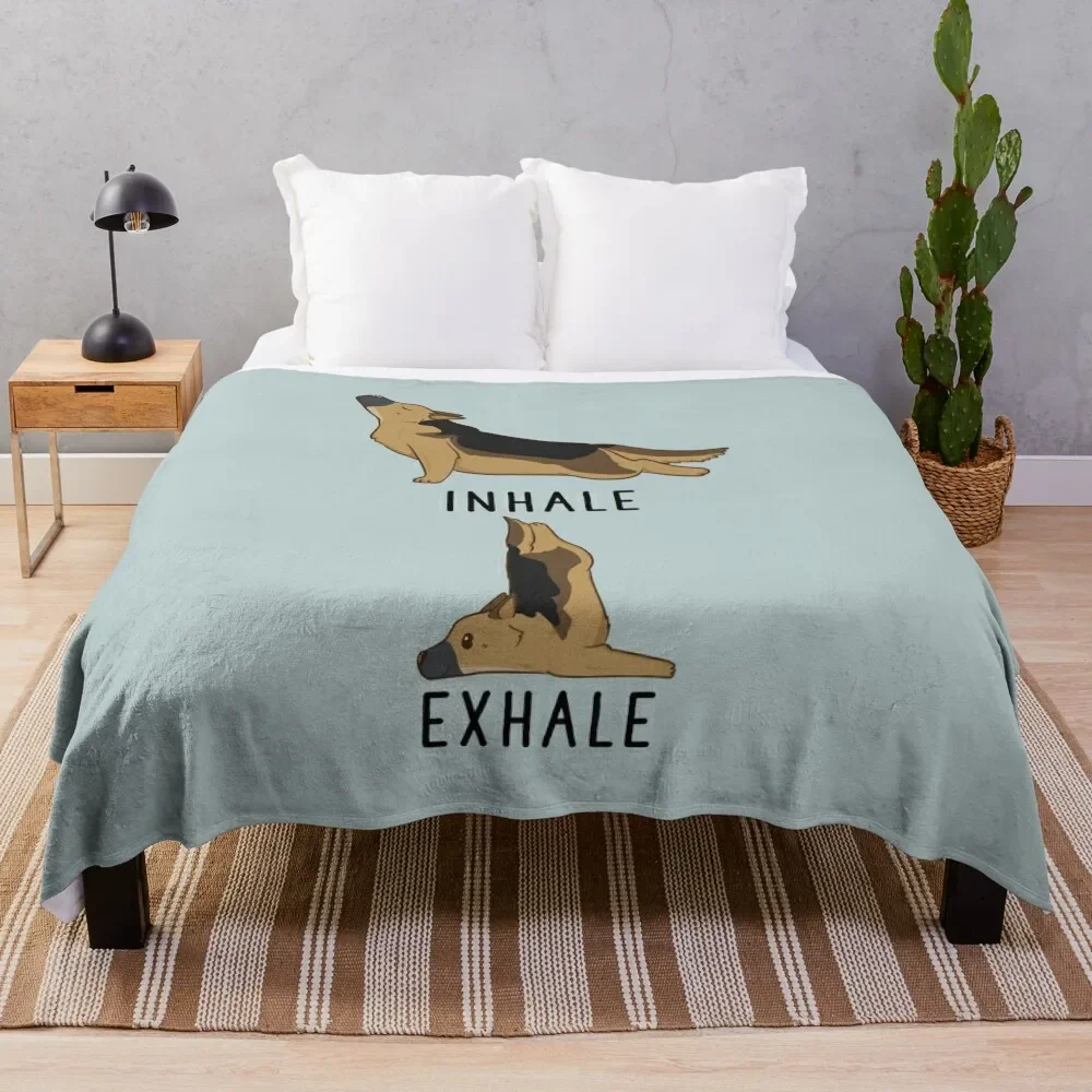 

Inhale Exhale German Shepherd Yoga Throw Blanket Blankets For Sofas Luxury Designer Decoratives For Baby Blankets