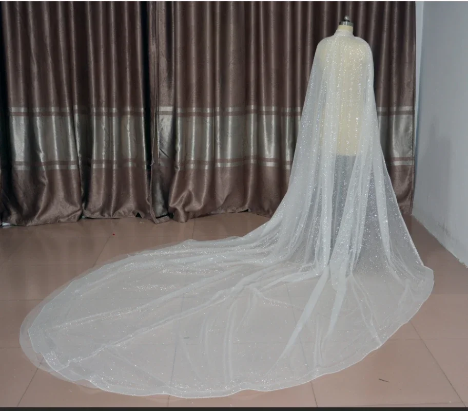 Capa de noiva casaco de casamento cachecol fio véu brilhante capa bolero feminino encolher de ombros com boné capas jaqueta tamanho personalizado