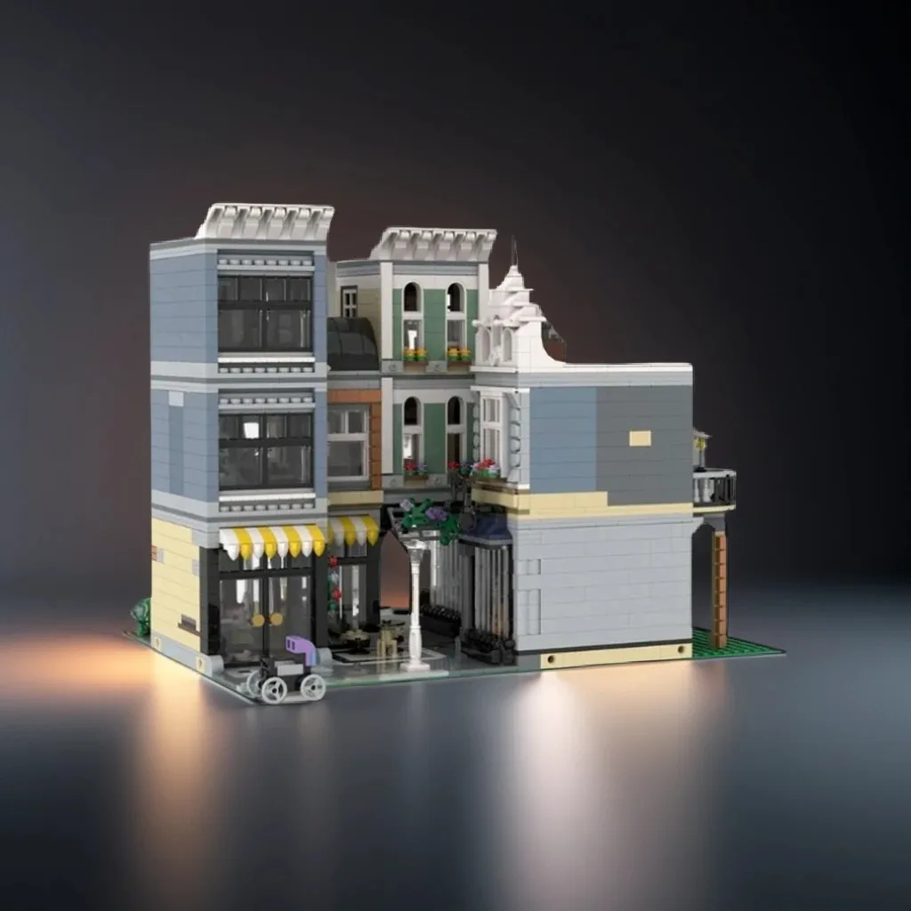 

3096PCS Assembly Alleyway - 10255 Inverted Corner Alt Build MOC Street View Model Education Building Blocks Gift