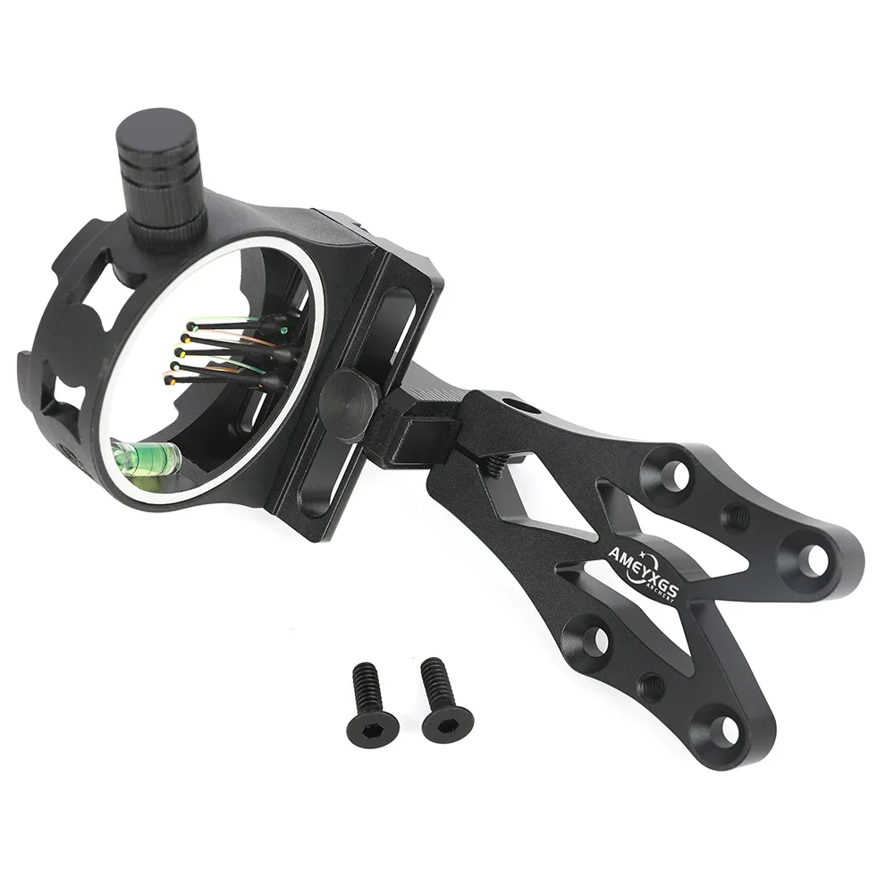 Archery Sight 5-Pin 0.019" Optical Fiber CNC Machined Alloy Sight for Adult Compound Bow Field Targeting Aiming Recreational Shooting Replacement Gear