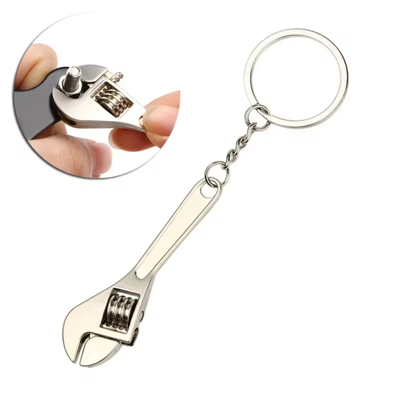 Simulation Tool Keychain Metal Creative Wrench Keychain Car Small Gift Pendant Adjustable