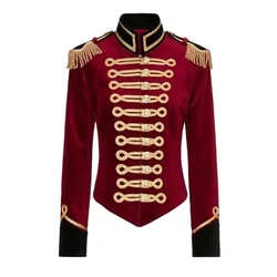 Women Military Gothic Black Hussar Cosplay Officer Jacket Light Horseman Costume Clack Coat Halloween Navy Military Costumes