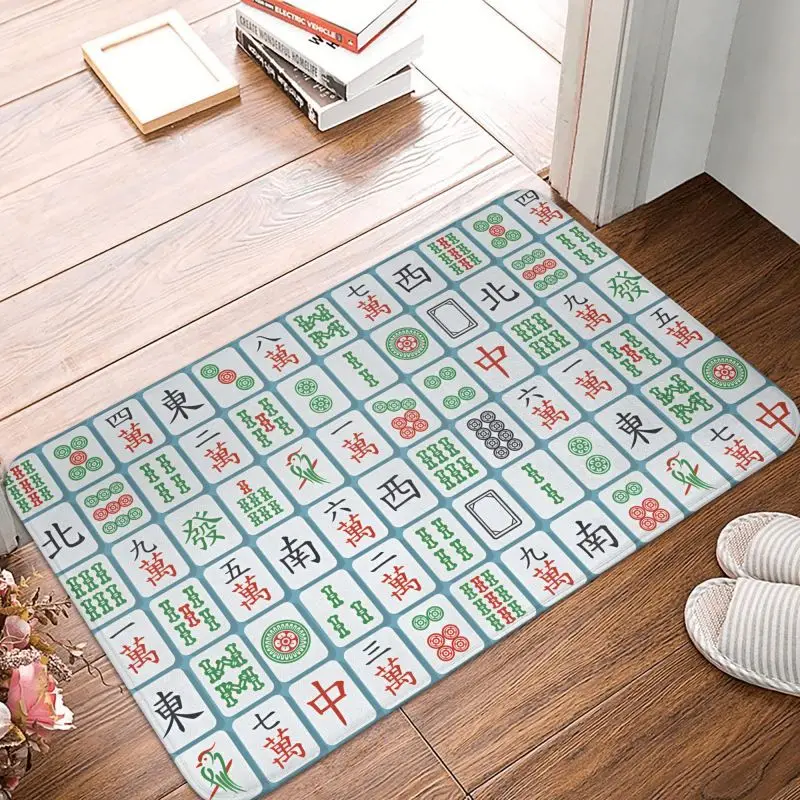 Custom Mahjong Tile Game Pattern Doormat Anti-Slip Entrance Kitchen Bathroom Door Floor Mats Garage Rug Carpet Footpad