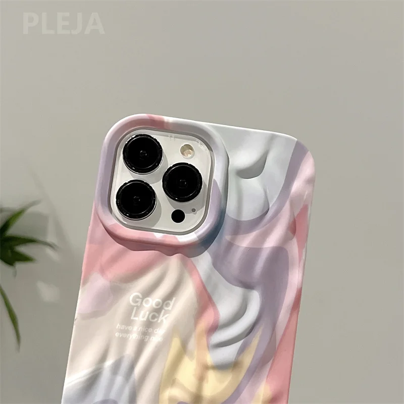 Cute Colour Oil Paint Pattern Phone Case For iPhone 15 14 13 12 Pro Max 11 Girl Women Funda Comfort Silicone Protective Cover