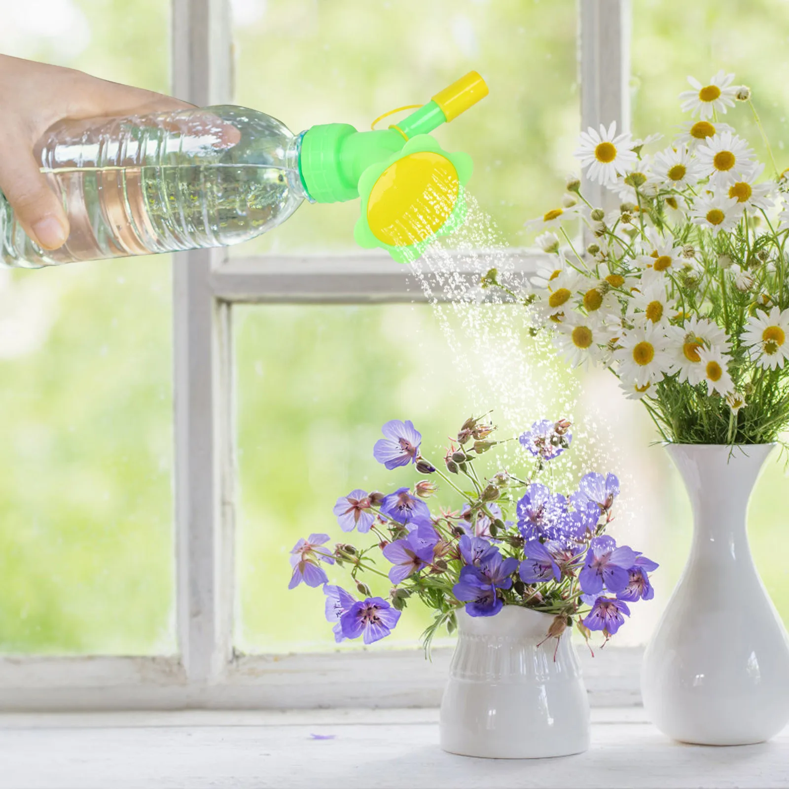 Sunflower-shaped Watering Can Sprinkler Head Multipurpose Shower Head Double Head Bottle Watering Spout Garden Tool