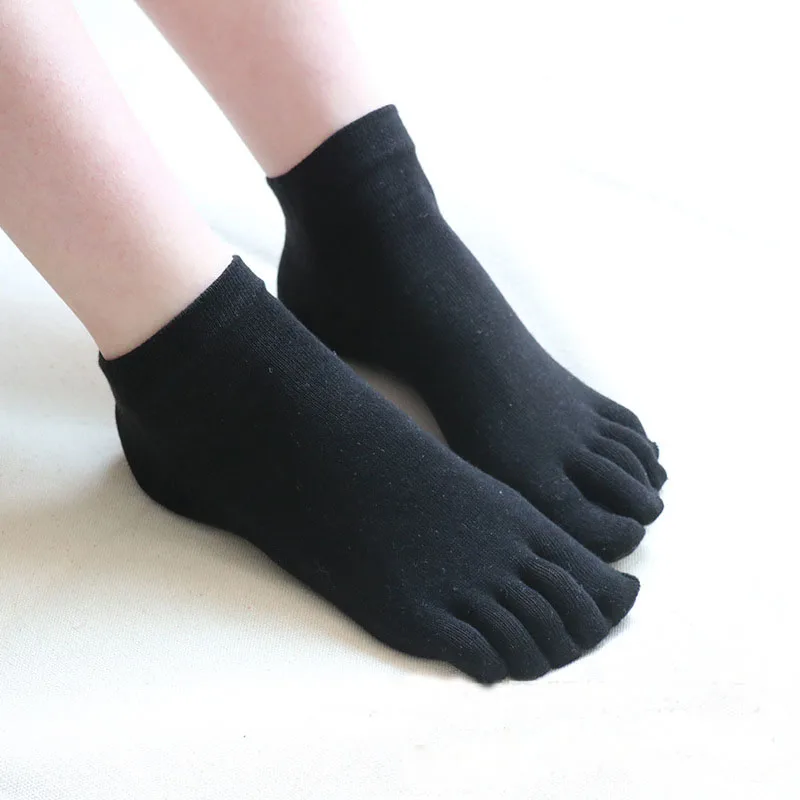 5 Pairs Low Tube Women's 5 Finger Socks Cotton Short Split Toe Sock Solid Color Business Sweat-absorbing Ankle Socks 4 Seasons