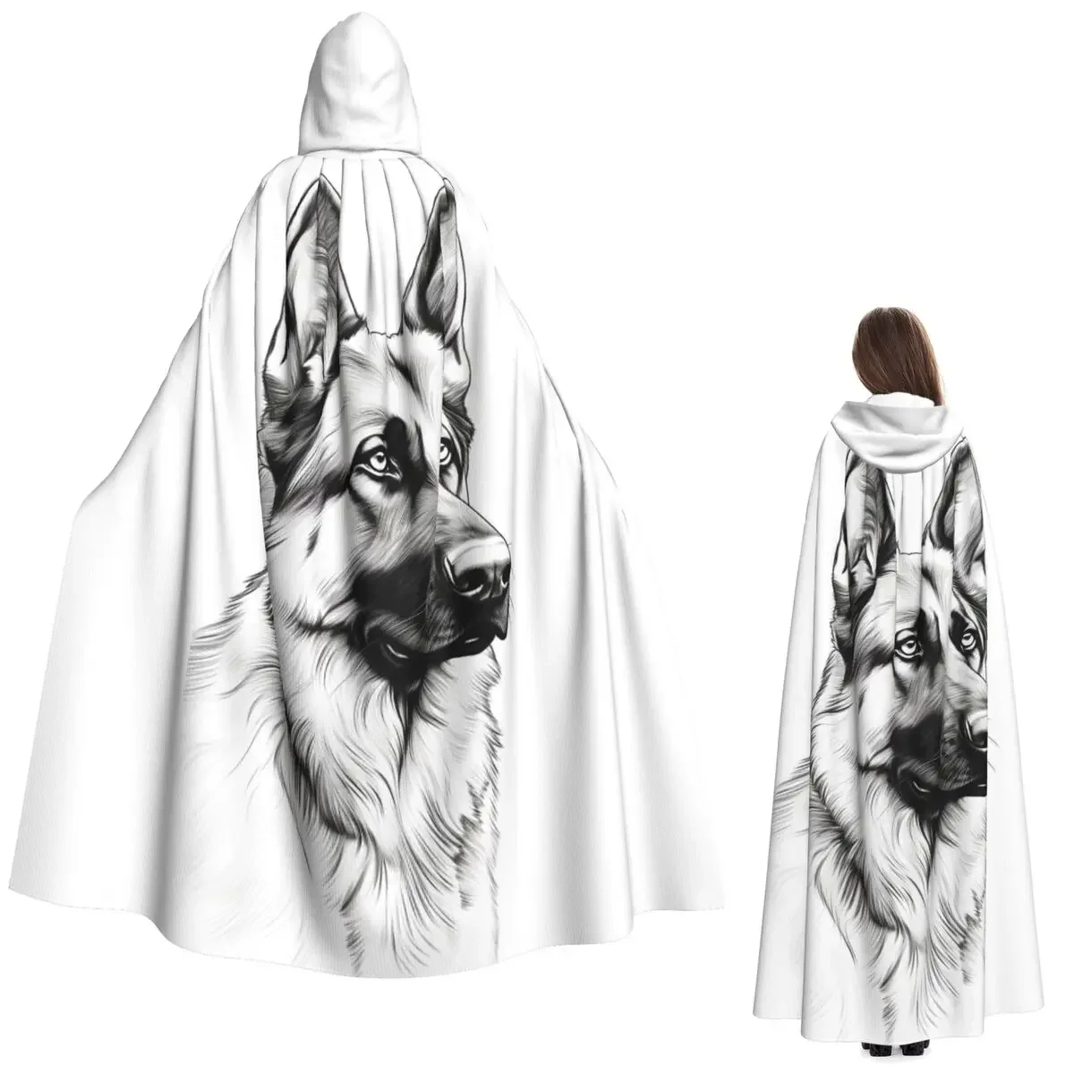 

German Shepherd Dog Long Hooded Cloak Witch Medieval Costume Cosplay Cape HalloweenVampire Adult Unisex