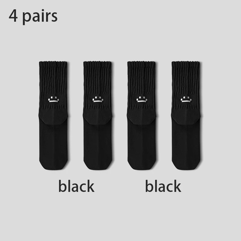4 Paar Herren-Arbeitssocken aus Baumwolle, lange, atmungsaktive Knöchel-Crew-Socken, Freizeitsocken für Herren, Radsocken – Detail 9