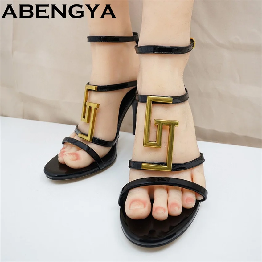 

ABENGYA сандалии-гладиаторы на тонком высоком каблуке, женские пикантные туфли-лодочки на шпильке с пряжкой на щиколотке, летние модельные туфли, zapatillas de mujer