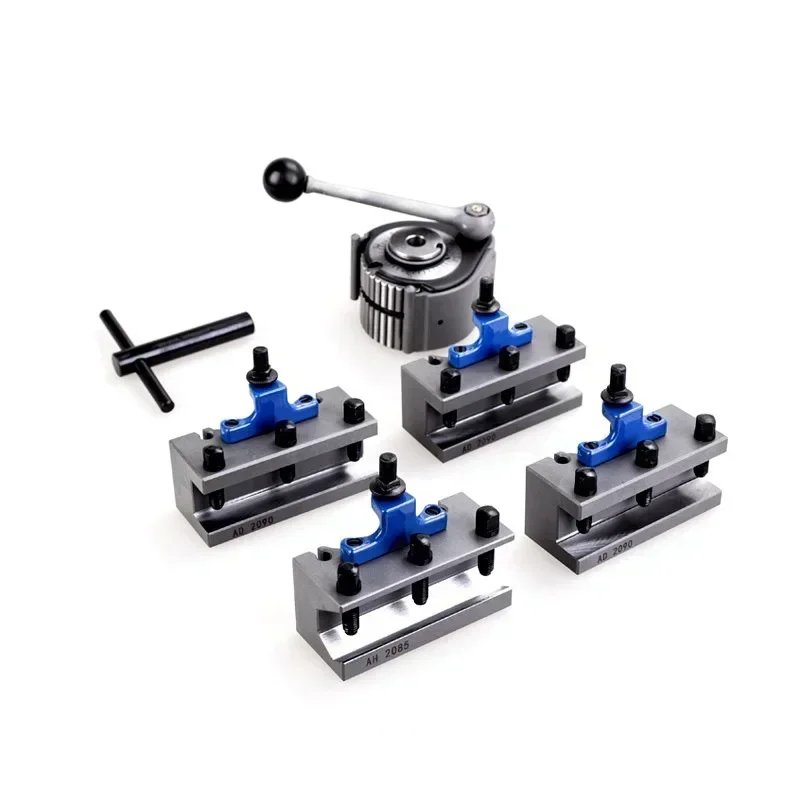 A Type Quick Change Tool Post Set Dia 6-11.8 Inch Lathe Swing Turret Kits Include 1pcs Tool Post+4pcs Tool Holders