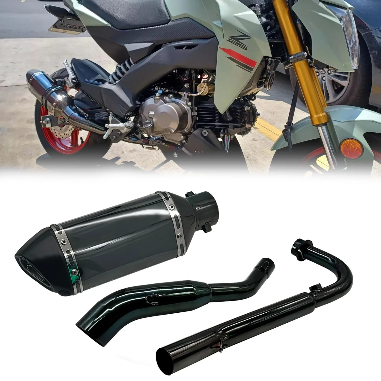 Suitable for Kawasaki z125 full exhaust system motorcycle connector with pipe slip-on 51mm muffler with removable DB Killer Esca