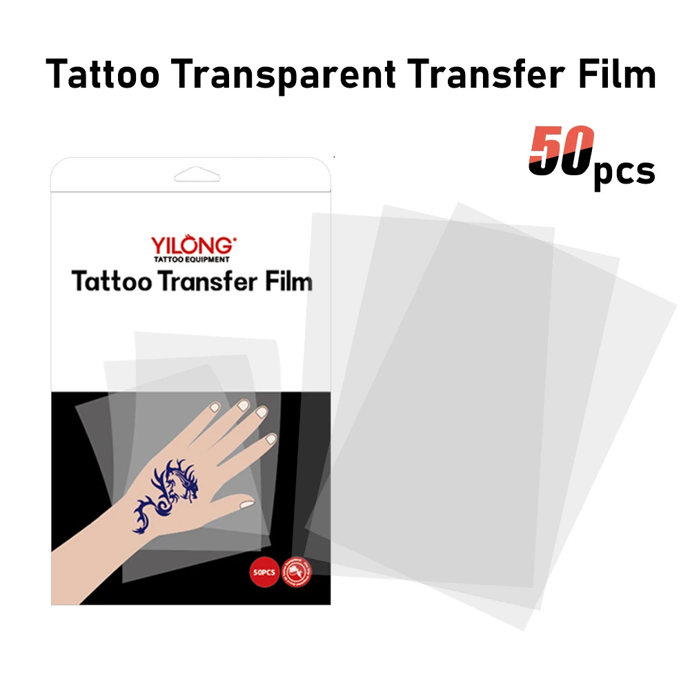 50pcs Transparent Tattoo Transfer Paper Tattoo Stencil Clear Pattern Thermal Tattoo Transfer Film Paper Stencil Accessories