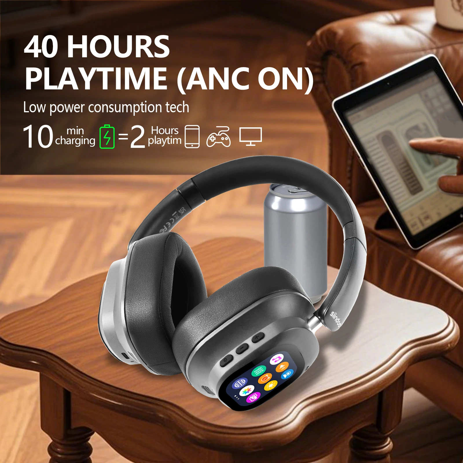 

Гибридные наушники Siindoo с активным шумоподавлением JH-ANC930Plus, беспроводной бронзовый металл с мультимагнитным сенсорным управлением, светодиодный экран