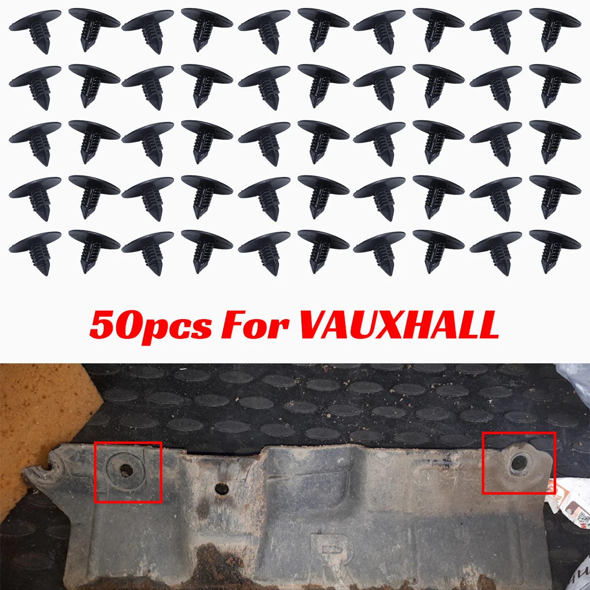 50pc Wheel Arch Liner Splash Guard Clips Fastener for VAUXHALL MOVANO Mk II VIVARO A Bus Van B Bus Push Rivet Plastic Lining Car
