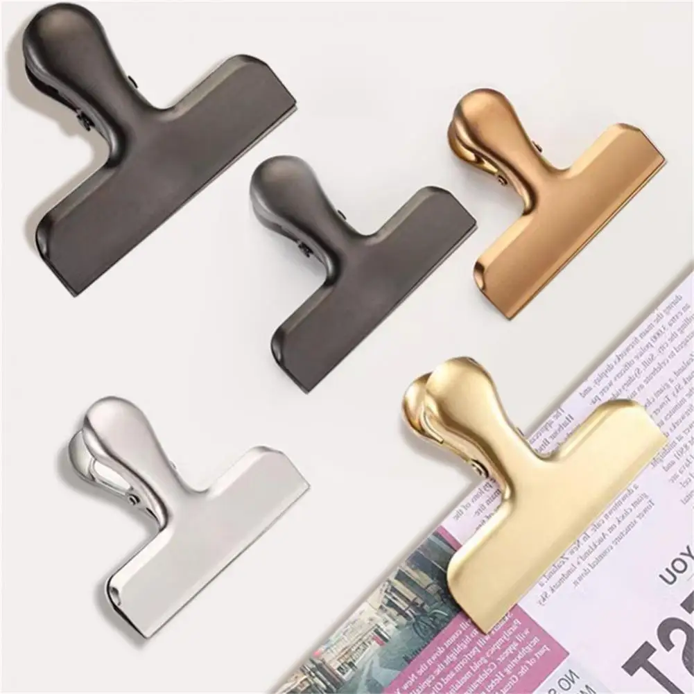 Excellent Paper Clamp Stainless Steel Sealing Clip Labour-saving Document Drawing Board Clip T Clip  Food Preservation