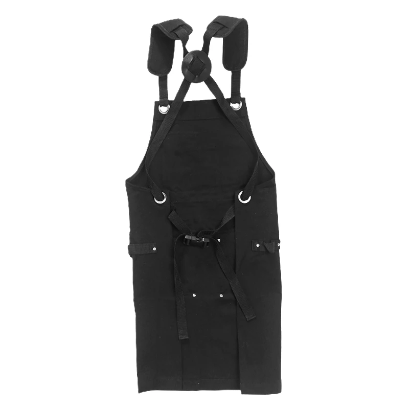 Professional Canvas Adjustable Work Apron with Tools Utility Pockets Cross-Back Straps for Chef Kitchen Cooking Workshop