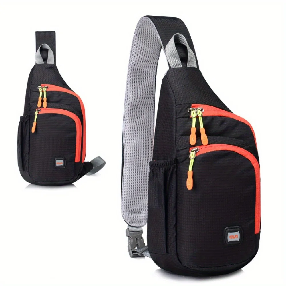 Waterproof Nylon Fanny Pack, Trendy Zipper Sling Bag With Side Pocket For Outdoor Sports