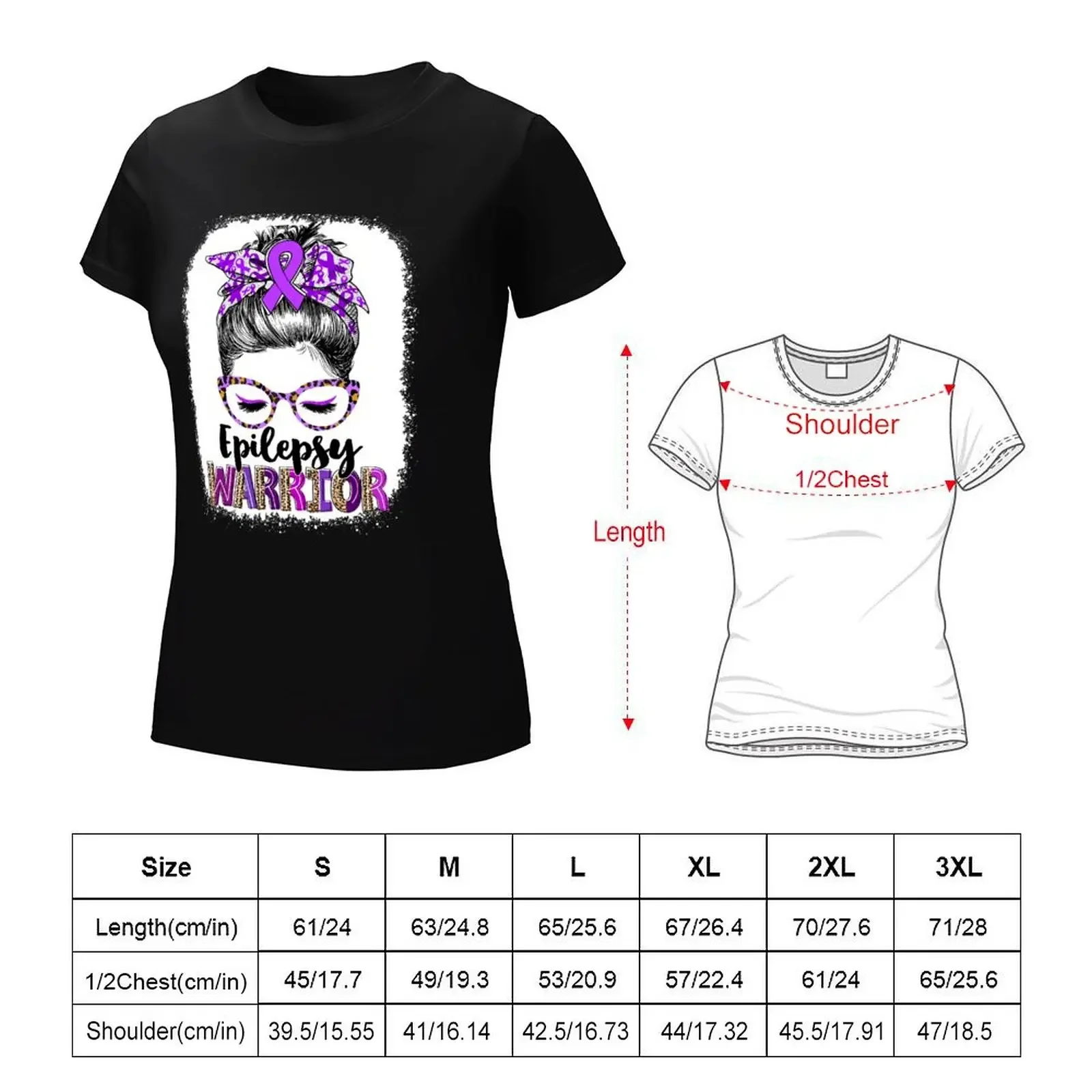 Messy Bun Leopard Epilepsy Warrior T-Shirt summer clothes Aesthetic clothing black t-shirts for Women