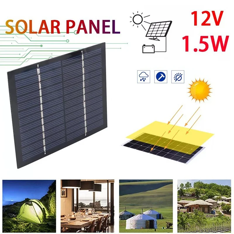 Polycrystalline Small Solar Plate Cell Panel 12V 110mA 1.5W DIY LED Garden Light Mini Solar Powered Fountains