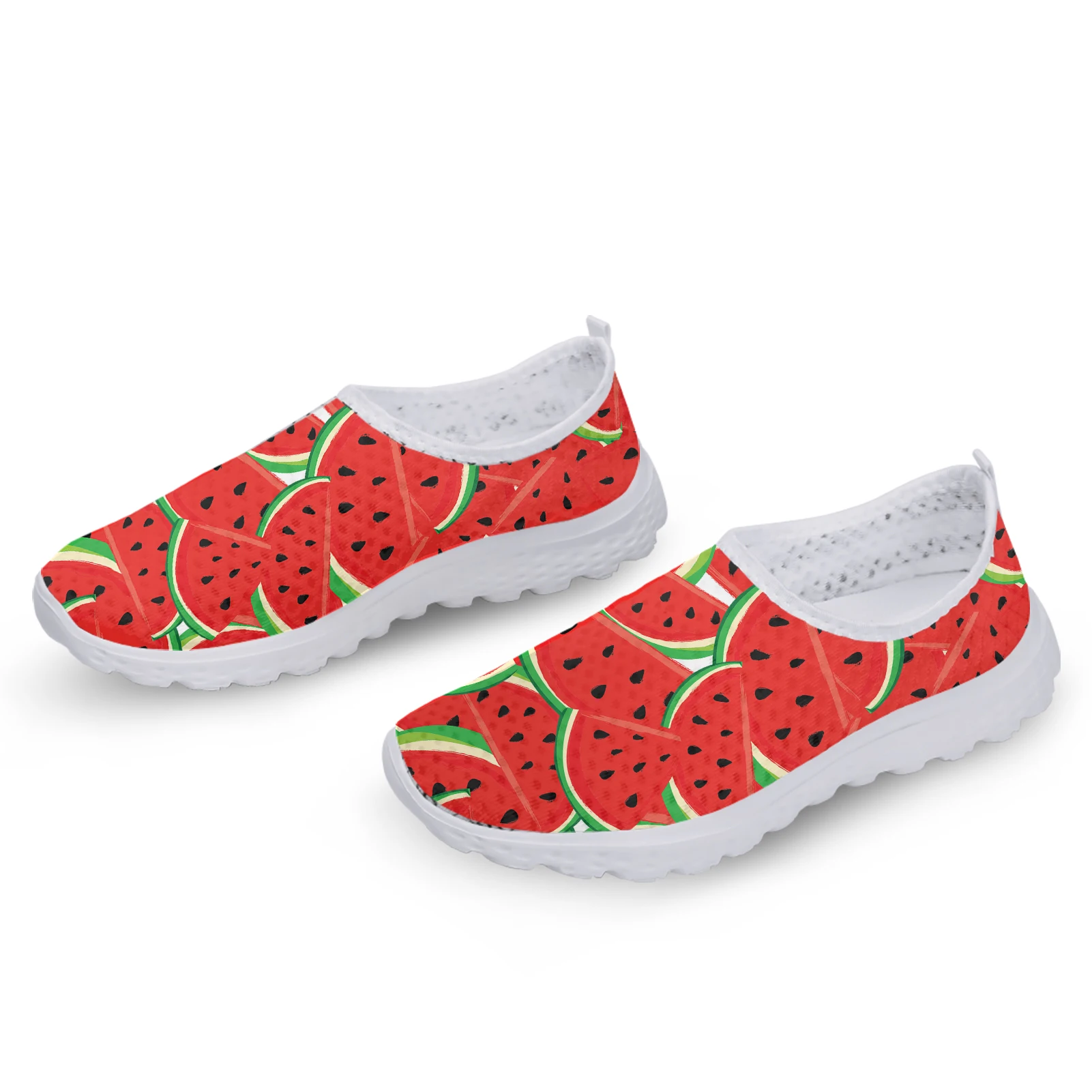 New Watermelon Pattern Comfortable Mesh Shoes Fruit Print Loafers Summer Outdoor Breathable Sneakers Casual Shoes