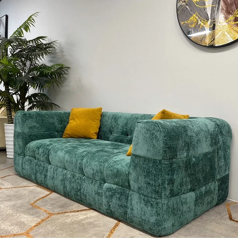 *Italian Chesterfield Sofa Villa Small Apartments Hotels Modern Design Pure Sponge Filling Vacuum Compression Frameless Set