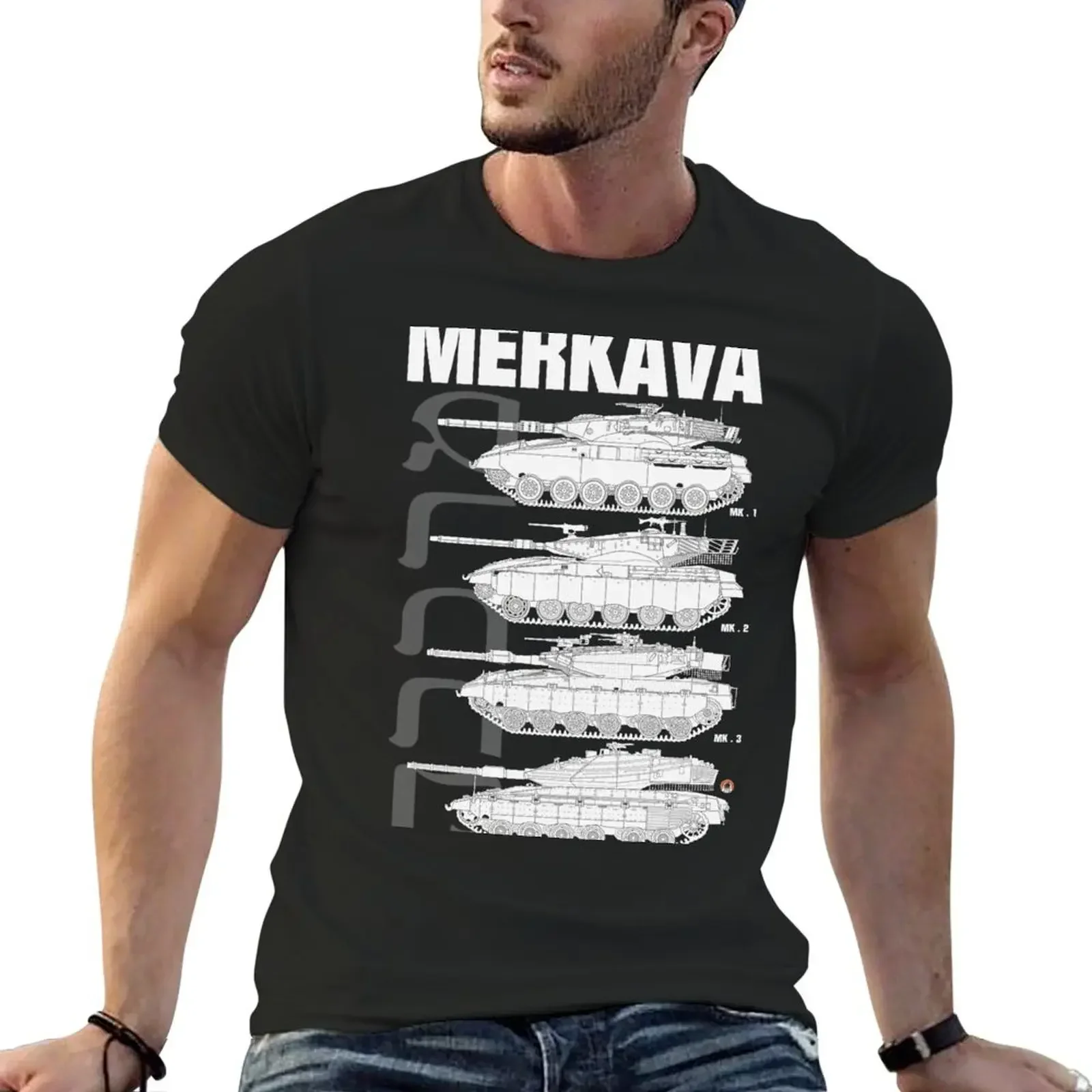 Merkava Mk1, Mk2, Mk3 and Mk4 on the same design T-Shirt graphics Short sleeve tee shirts graphic mens clothing