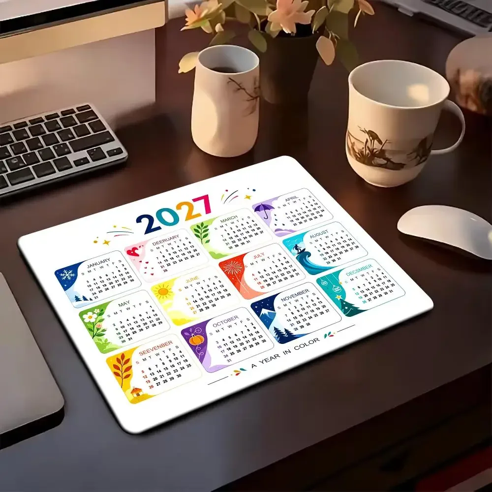 New 2027 Calendar Mouse Pad Small Rubber Anti-Slip DeskMat Square mats Portable Laptop MousePad Office Accessories Gifts 25x20cm