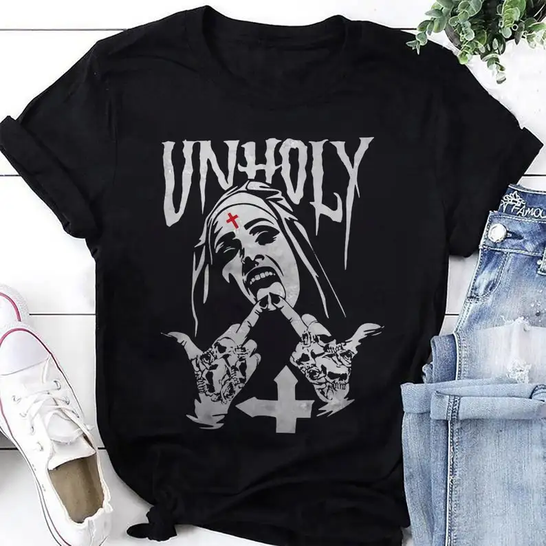 

Funny Horror Unholy Nun T-Shirt Valak Shirt Fan Gifts The Conjuring Movie Shirt Insidious Shirts Scary Y2k Top Women Clothes