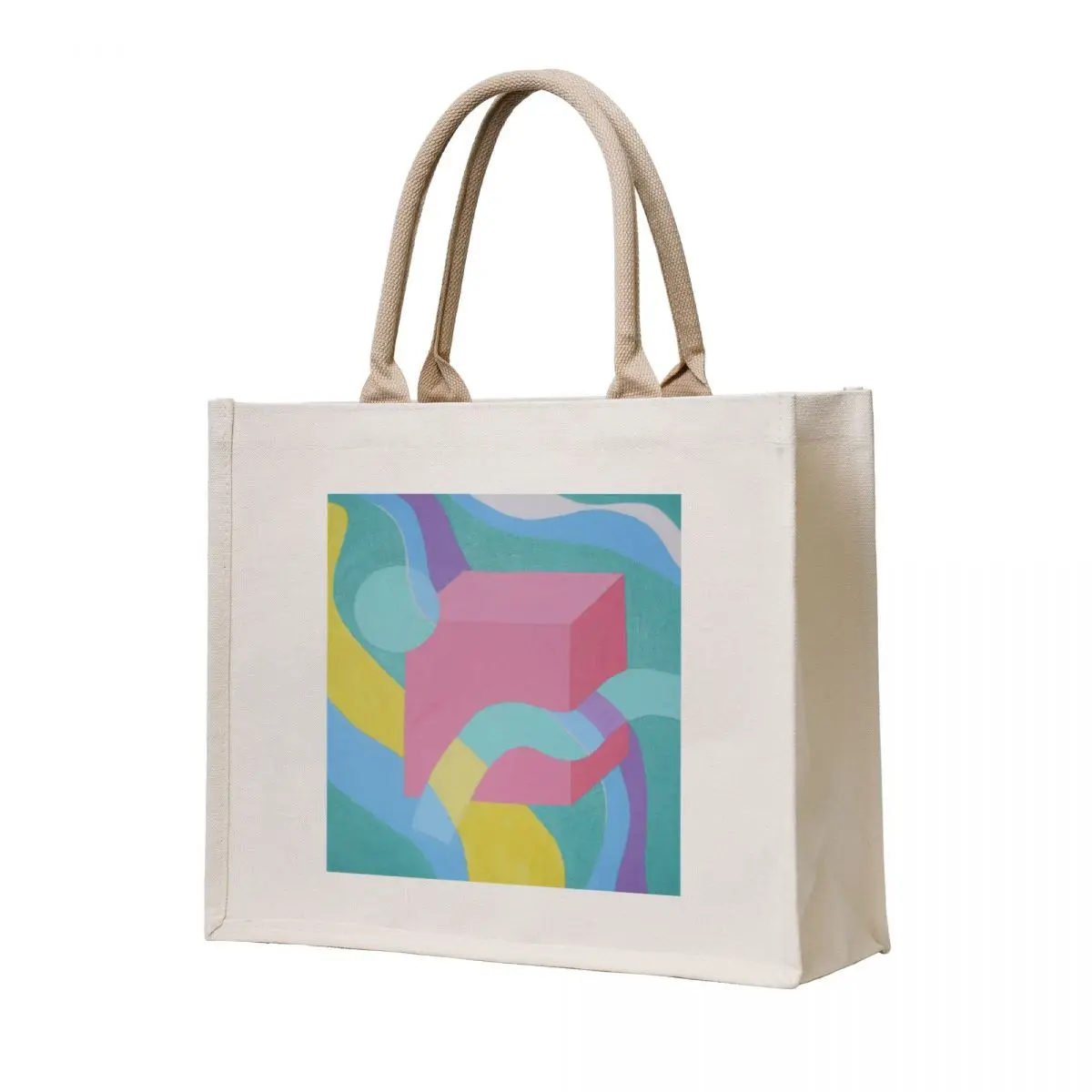 

Swimming Cube Color Block Painting Tote Bag Beach bag tote bag custom great