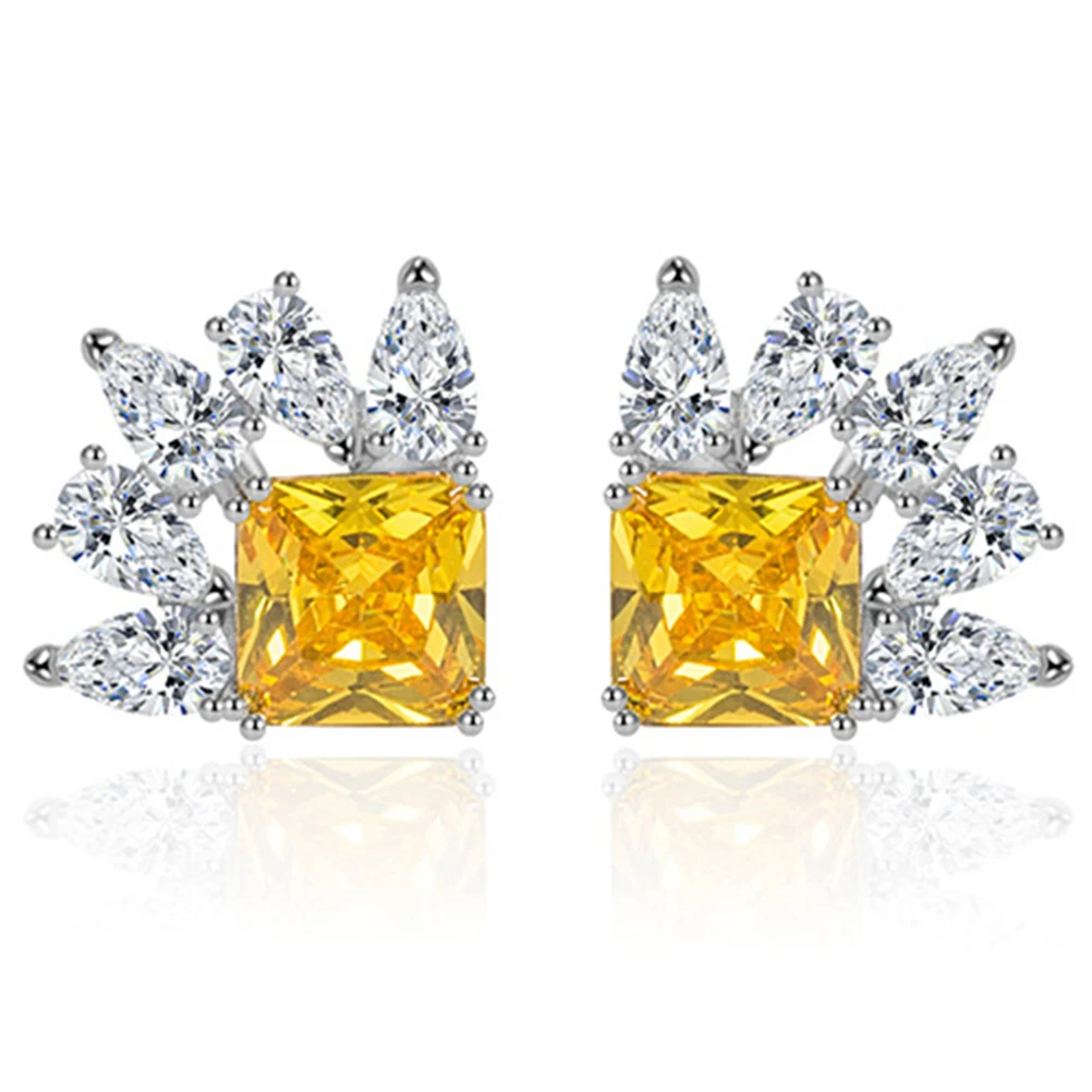 

Citrine Earrings Copper Girls Earrings Crystal Studs Women Dangle Jewelry Trendy Accessories Ear Decor