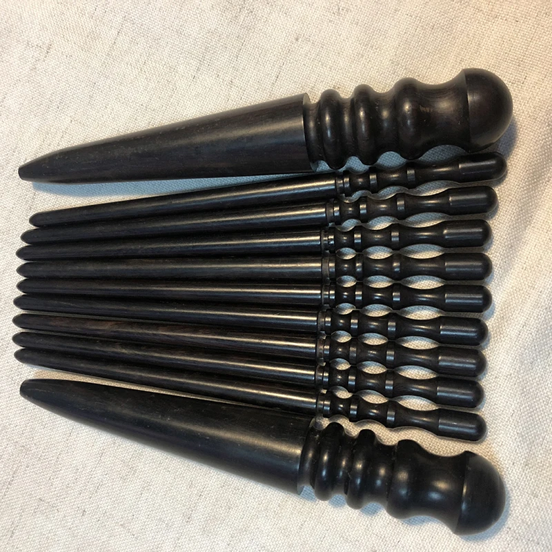 2Pcs High Density Ebony Black Wood Leather Edge Burnisher Slicker Leather Craft Tool Polished Grinding Tool