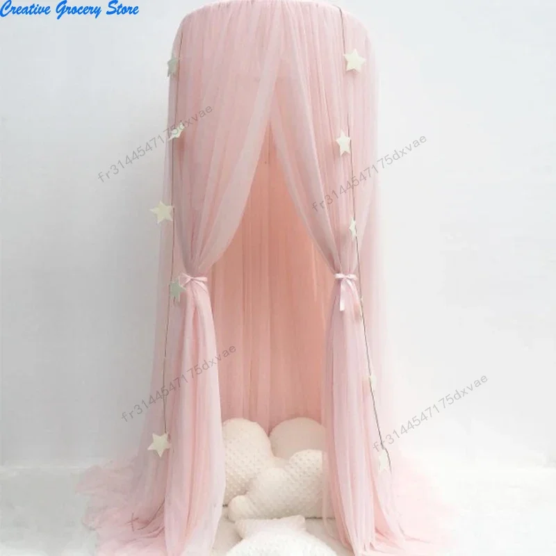 Auvent moustiquaire pour berceau de bébé, tente suspendue en Tulle avec décoration d'étoiles, rideaux de maison de jeu pour chambre d'enfant pour lit d'enfant