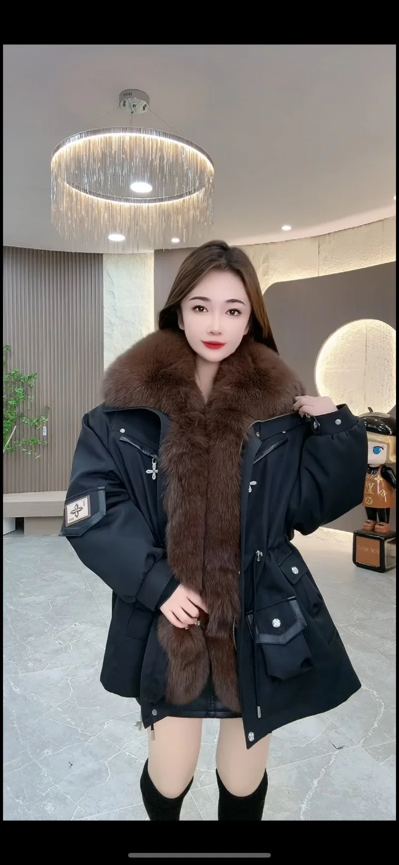 2024 Winter New Medium and Long Fox Fur Collar Rex Rabbit Liner Removable Fur Jacket Coat For Women