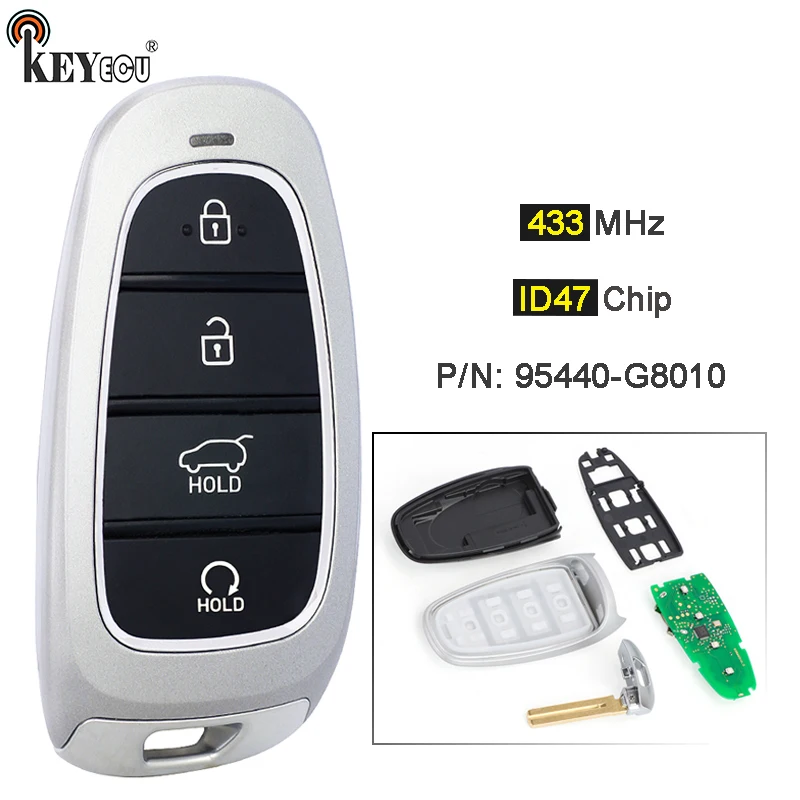 KEYECU 433MHz ID47 Chip PN: 95440-G8010 Keyless GO Smart Remote Key Fob for Hyundai Grandeur 2021 2022 2023