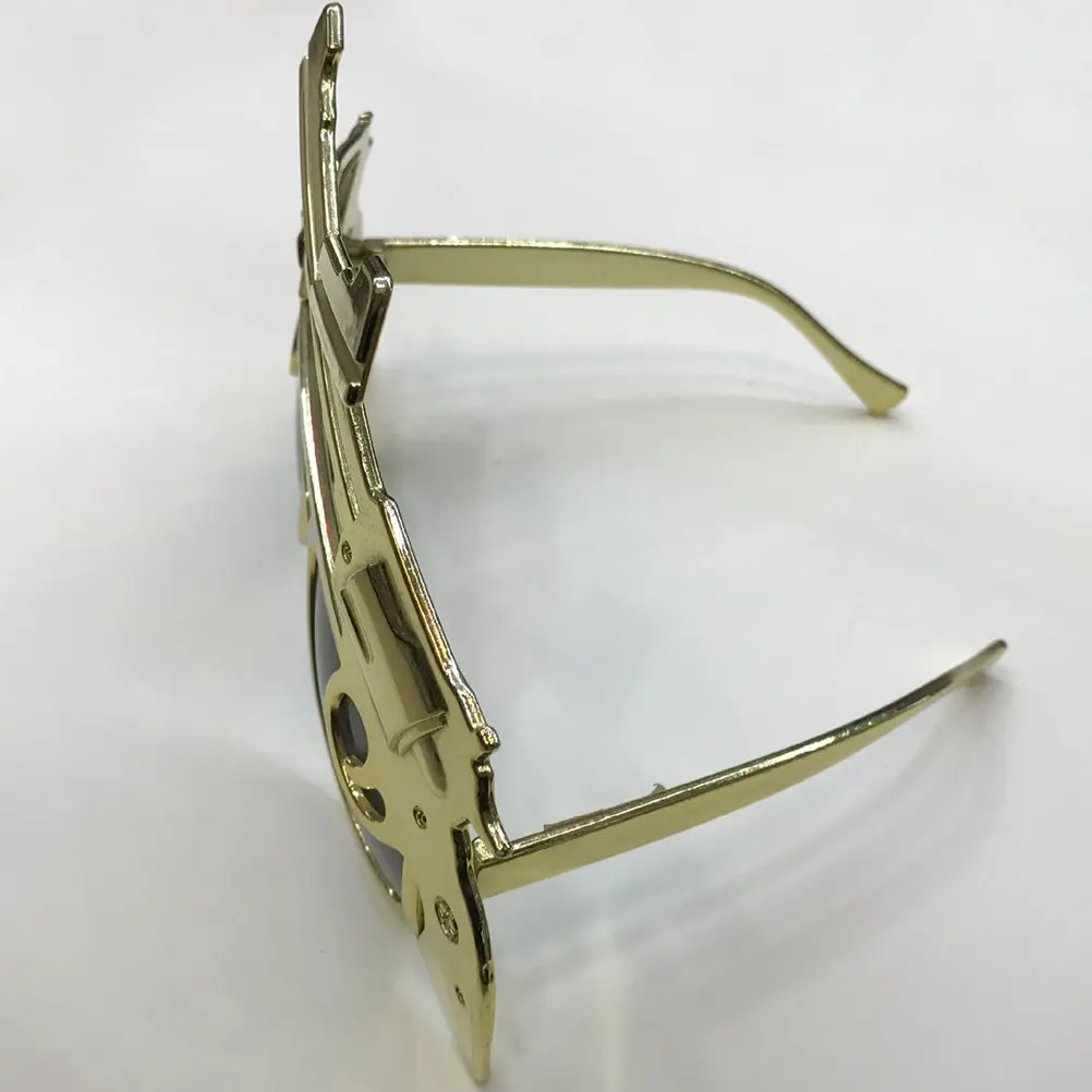 

Funny Dance Party Shooter Shape Glasses Golden Makeup Eyeglasses Lightweight for Masquerade Festival Funny Eyeglasses Props