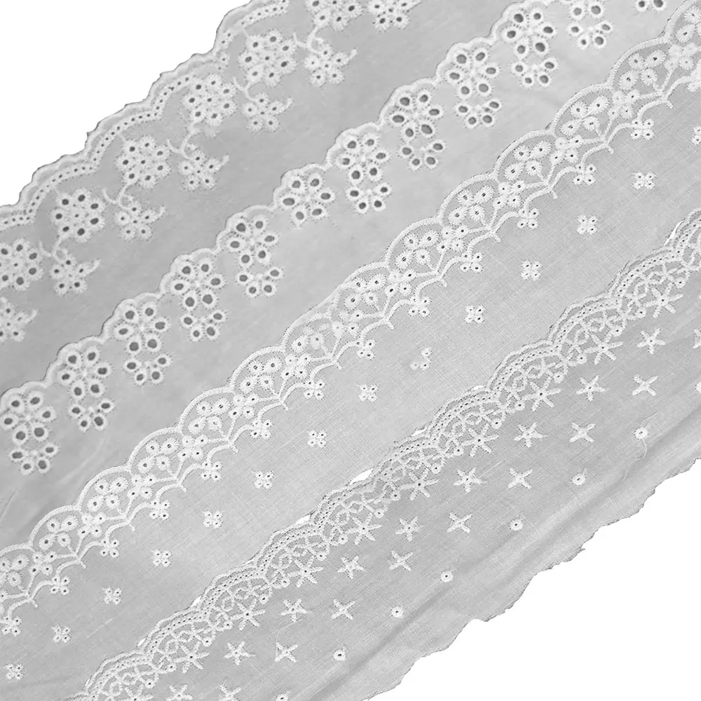

2.75in White Cotton Lace Trim Ribbon Floral Crochet for Scrapbooking Party Backdrops Headbands Eco-Friendly Wedding DIY Supplies