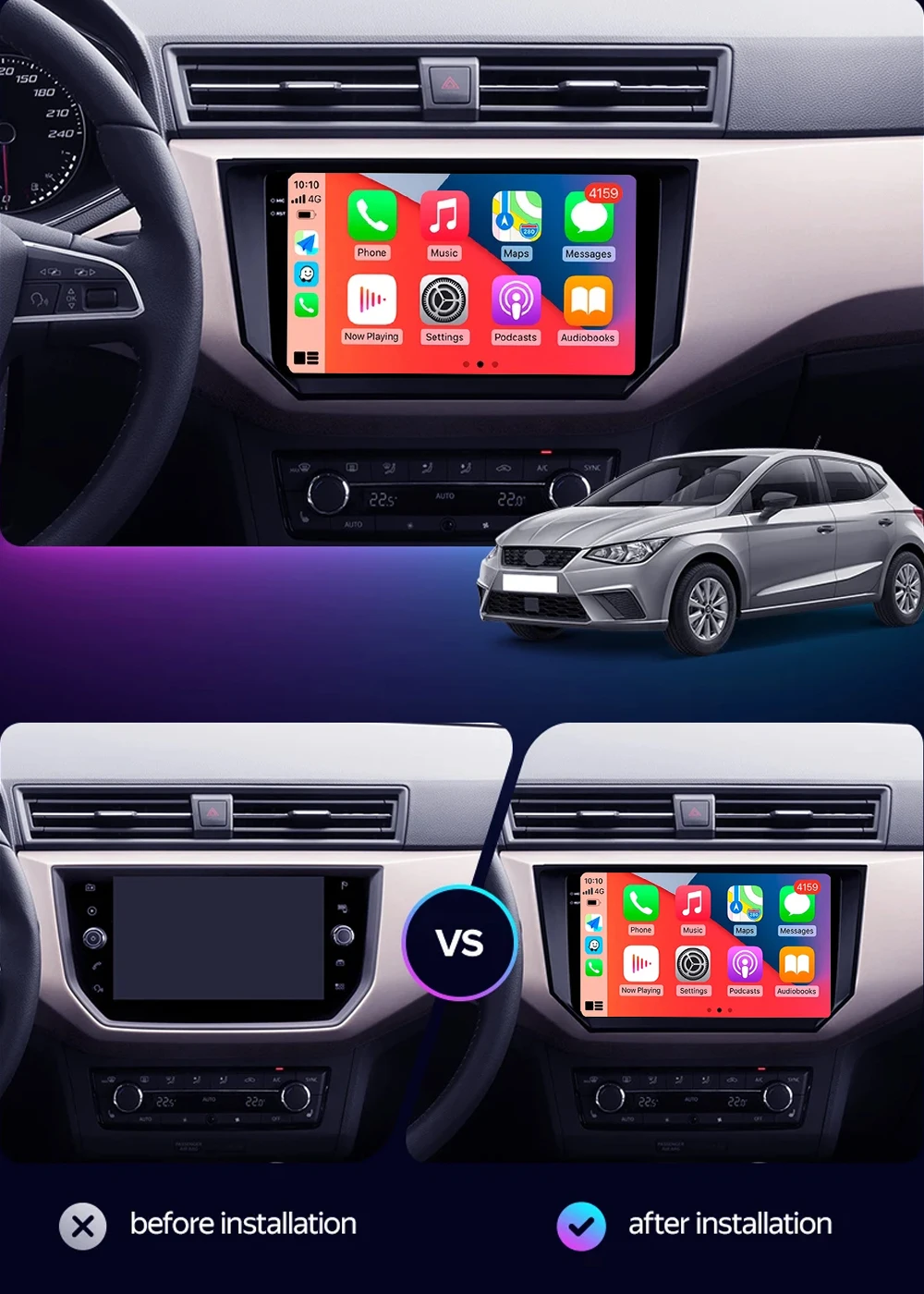 Android 15 Car Radio for SEAT Ibiza 2017 2018 2019 2020 Carplay Navigation GPS Multimedia Player WiFi+4G Stereo Auto Head Unit