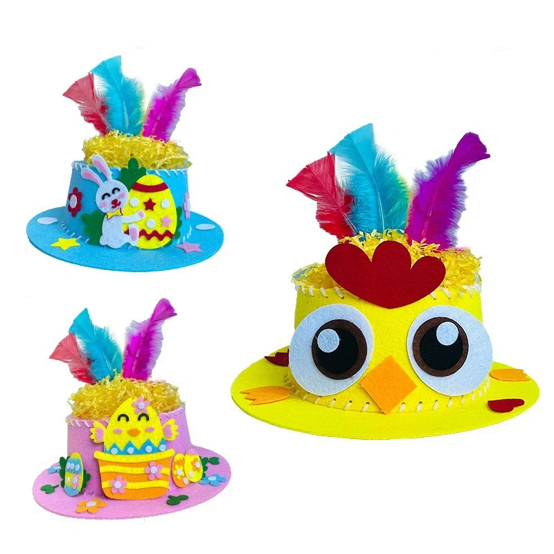 

Easter Decor Hat DIY Material Package Chick Rabbit Carrot Handmade Adhesive Non Woven Hat Happy Spring Easter Party Decor 2025