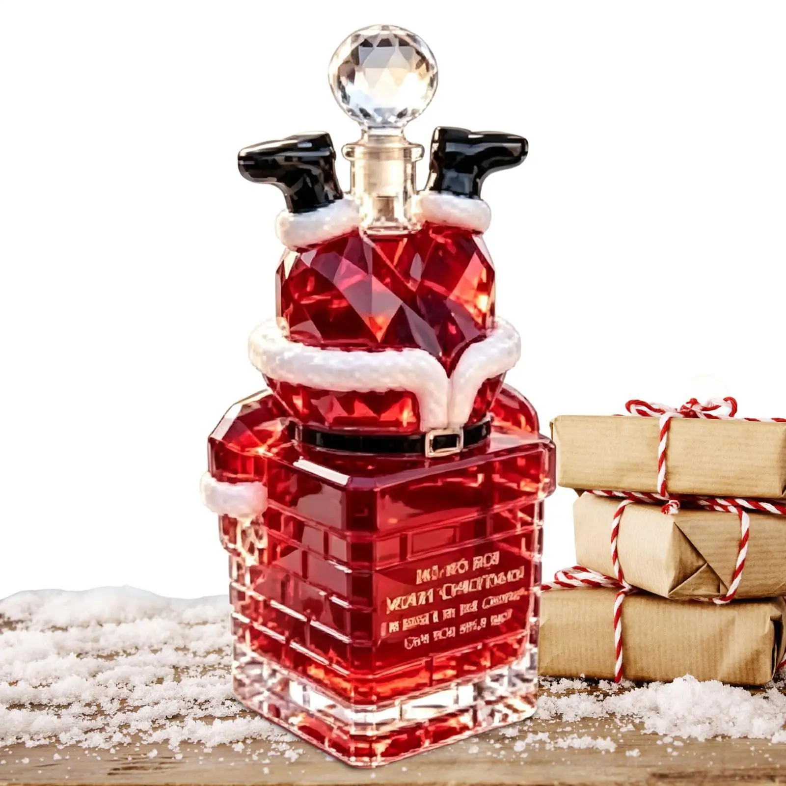 Christmas Glass Whiskey Bottle Empty Santa Claus Stuck In Chimney Drinkware Novelty Beverage Bottle Home Decor For Vodka Wine
