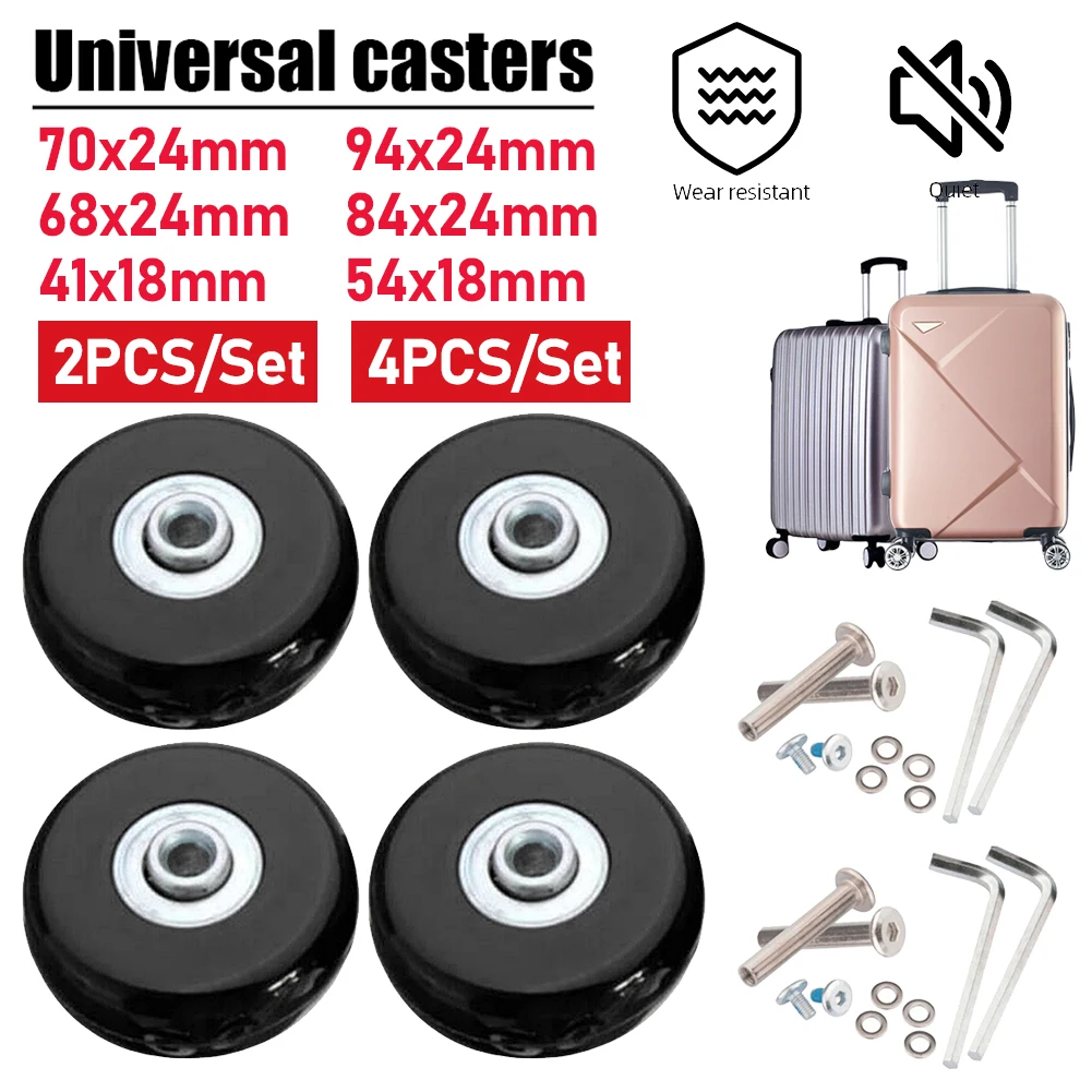 2/4PCS Luggage Wheels 40/50/60mm Rubber Casters Mute Trolley Case Wheels Replacement Axles Suitcase Wheel Parts For Furniture