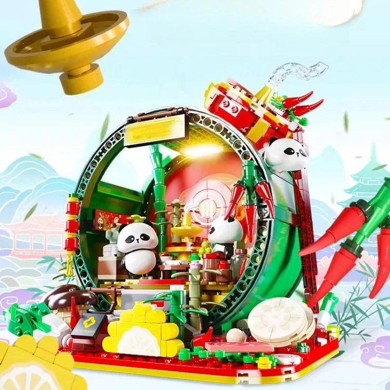 SEMBO الباندا الخيزران منزل اللبنات الأطفال التعليمية DIY بها بنفسك اليدوية الإبداعية نموذج الحلي العصرية اللعب هدايا عيد الميلاد #5