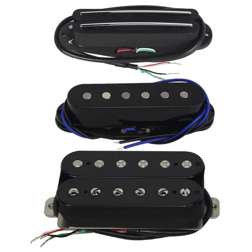 FLEOR 3 uds Alnico 5 SSH juego de pastillas de guitarra eléctrica rieles duales calientes y pastillas Humbucker de bobina única negro